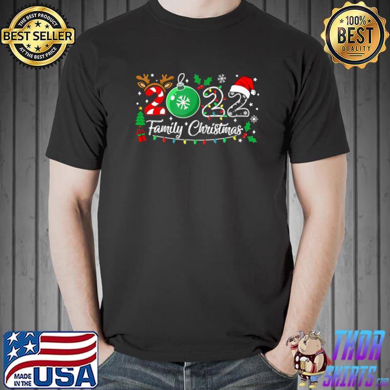 Family Christmas 2022 Merry Xmas Ball Light Garden Reindeer T-Shirt