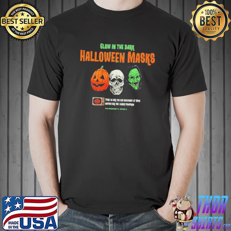 Glow in the dark halloween mask shirt