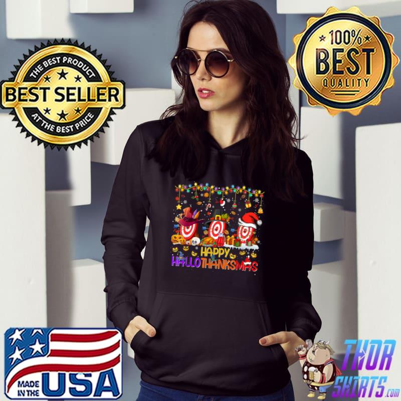 Hallothanksmas Archery Santa Hat Pumpkin Turkey Lights T-Shirt Hoodie