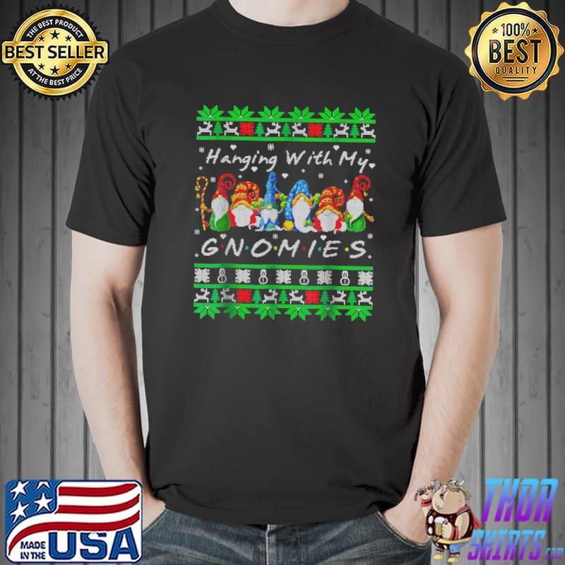 Hanging With My Gnomies Ugly Christmas Gnome Xmas T-Shirt