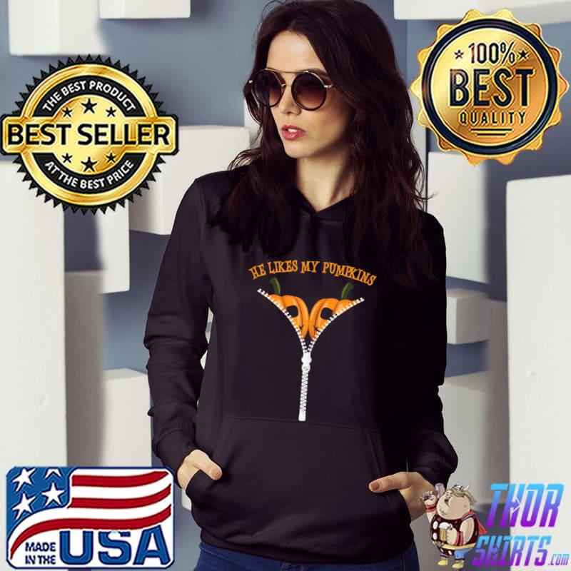 He Likes My Pumpkins Lazy Halloween Couples T-Shirt Hoodie