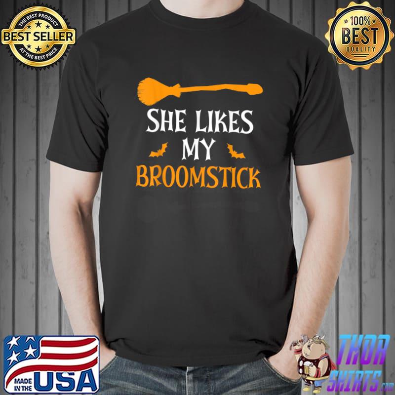 He Likes My Pumpkins She Likes My Broomstick Bats Halloween T-Shirt
