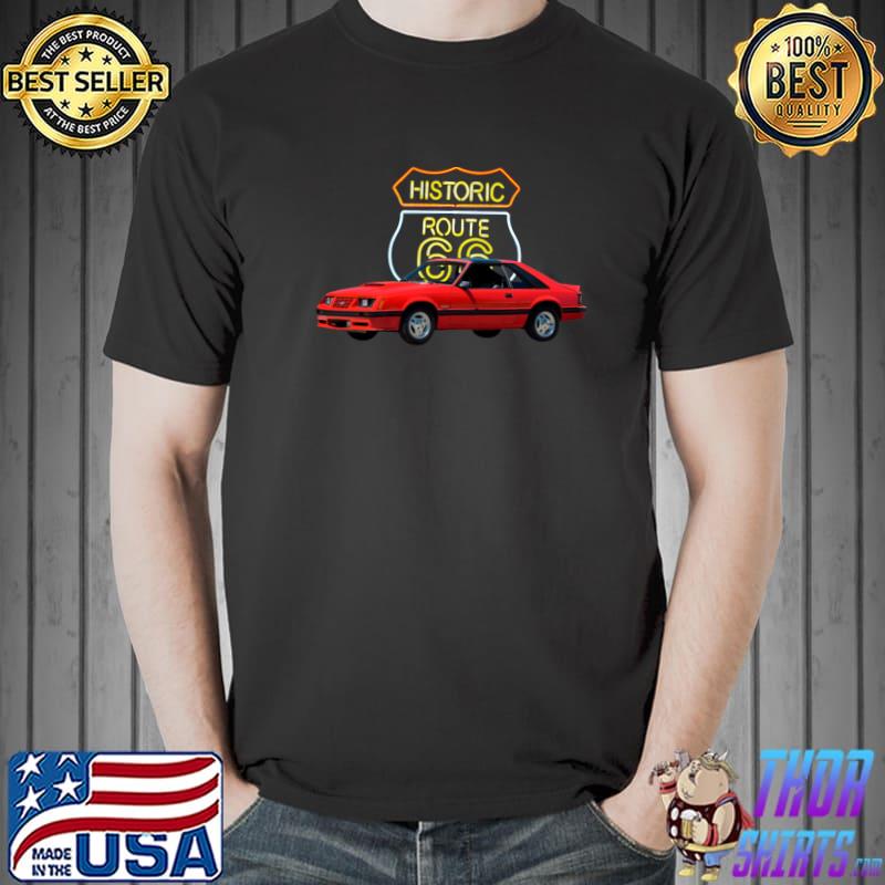 Historic 1982 mustang GT in our route 66 series on front and back T-Shirt