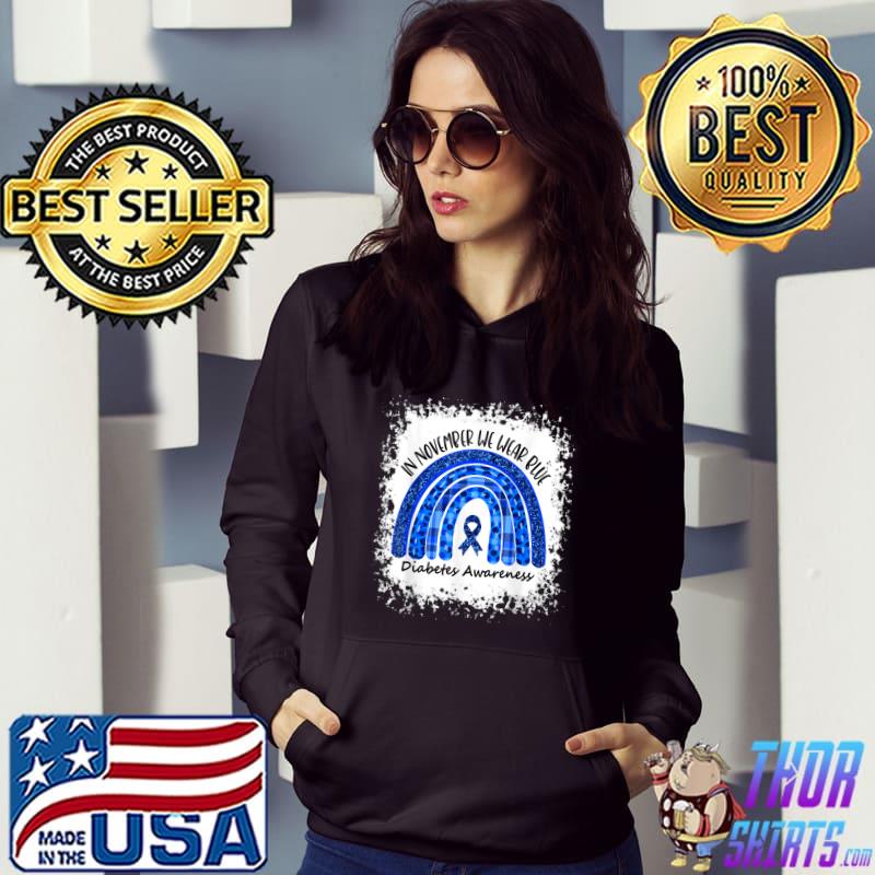 In November We Wear Blue Rainbow Leopard Diabetes Awareness T-Shirt Hoodie