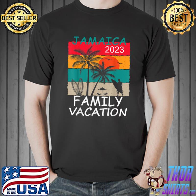 Jamaica Family Vacation 2023 Matching Holiday Summer Vintage Palms Tree T-Shirt