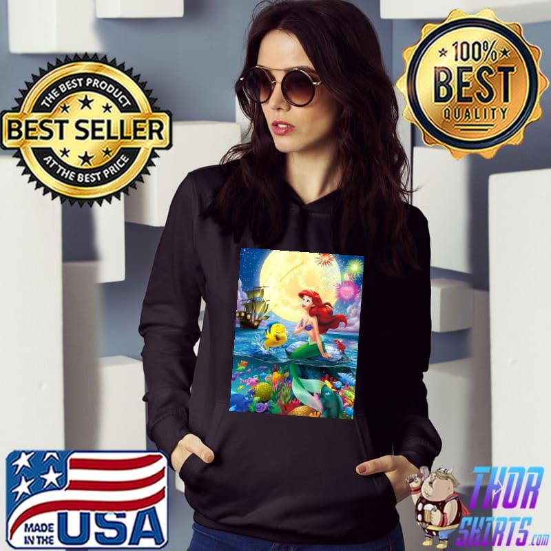 Little mermaid the little mermaid princess with flounder wall art decor s Hoodie