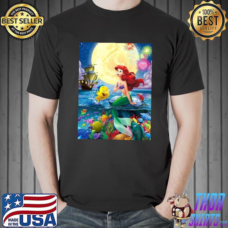 Little mermaid the little mermaid princess with flounder wall art decor shirt