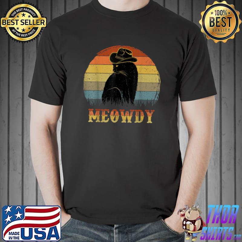 Meowdy Black Cat Kitten Lover Meow Vintage T-Shirt
