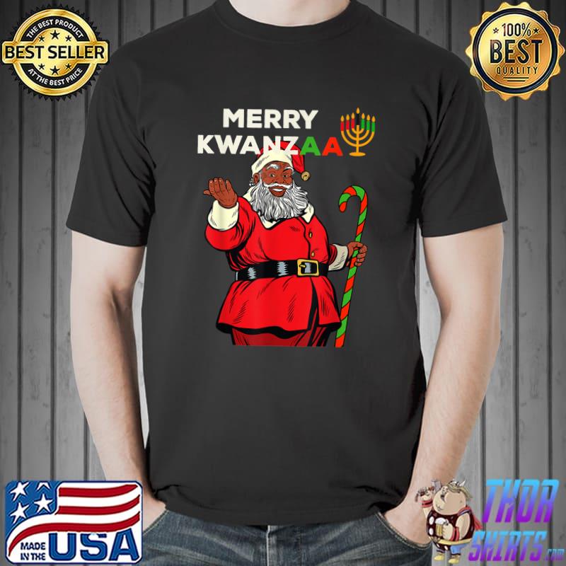 Merry Kwanzaa Santa Black Christmas African American T-Shirt