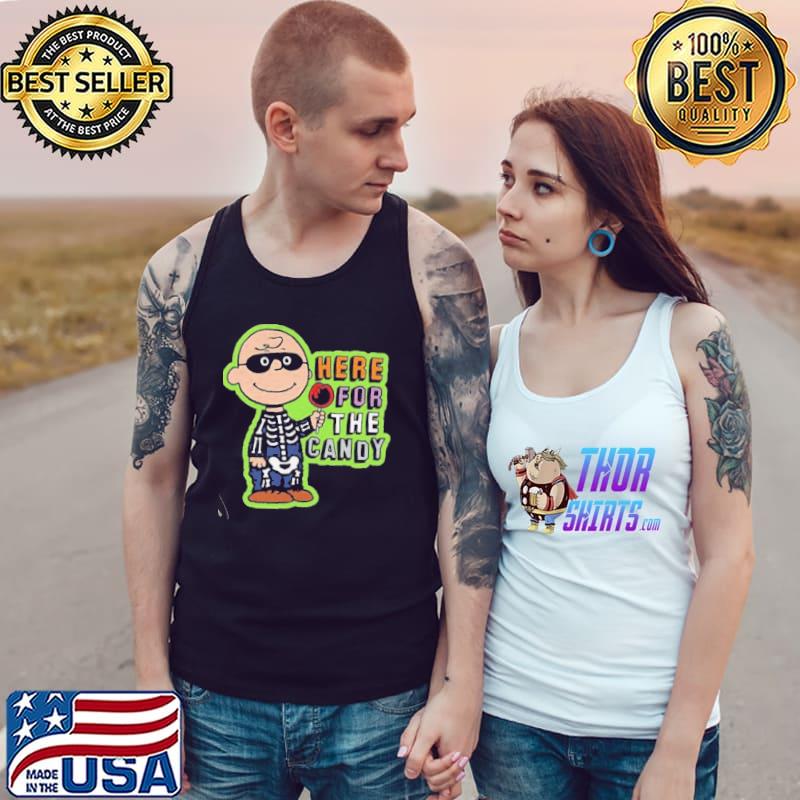 Peanuts Charlie brown here for the candy Charlie brown halloween retro art s Tank Top