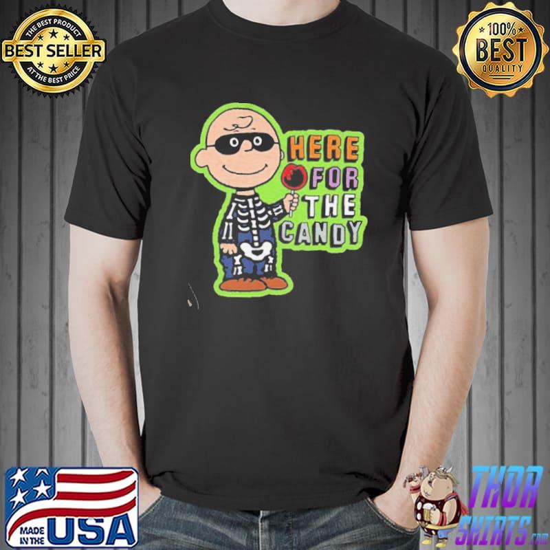 Peanuts Charlie brown here for the candy Charlie brown halloween retro art shirt