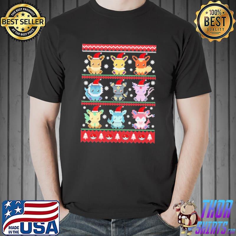 Pikachu and friends are so cute in Pokemon christmas shirt