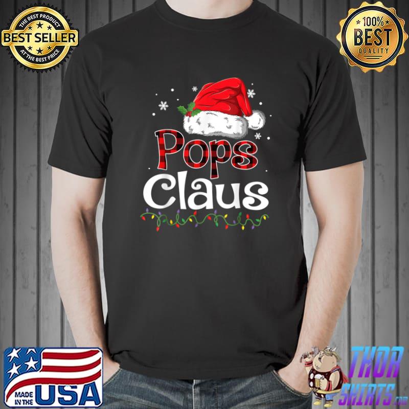 Pops Claus Santa Hat Christmas Pajama Family Matching Xmas Lights T-Shirt