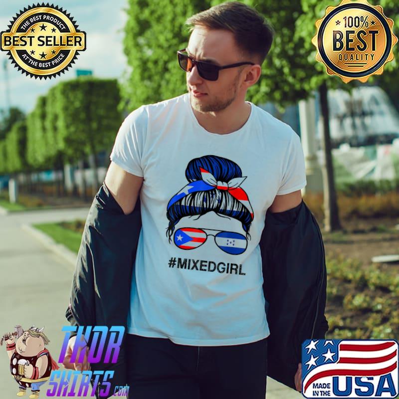 Puerto rico Honduras flag puerto rican honduran messy bun shirt