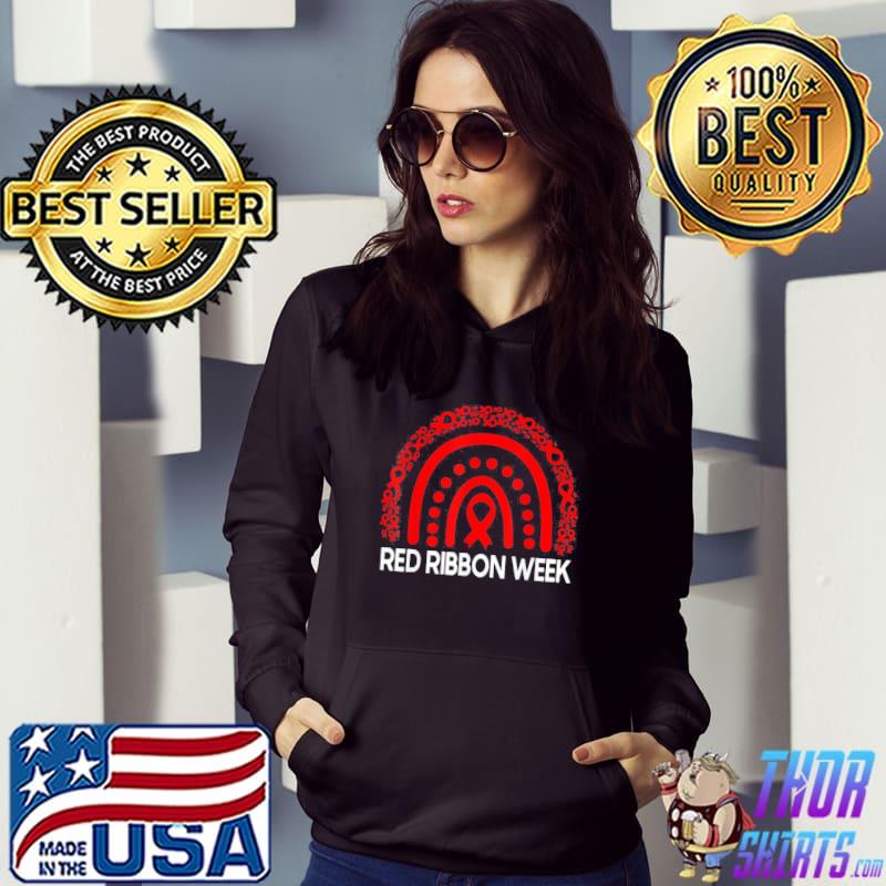 Red ribbon week rainbow red ribbon week awareness s Hoodie