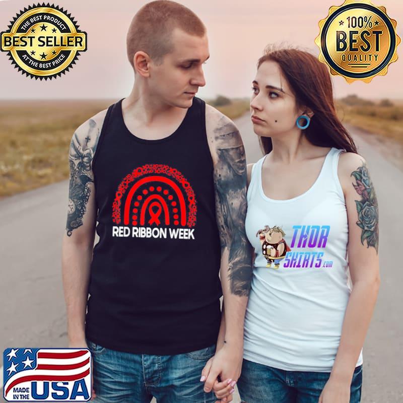 Red ribbon week rainbow red ribbon week awareness s Tank Top