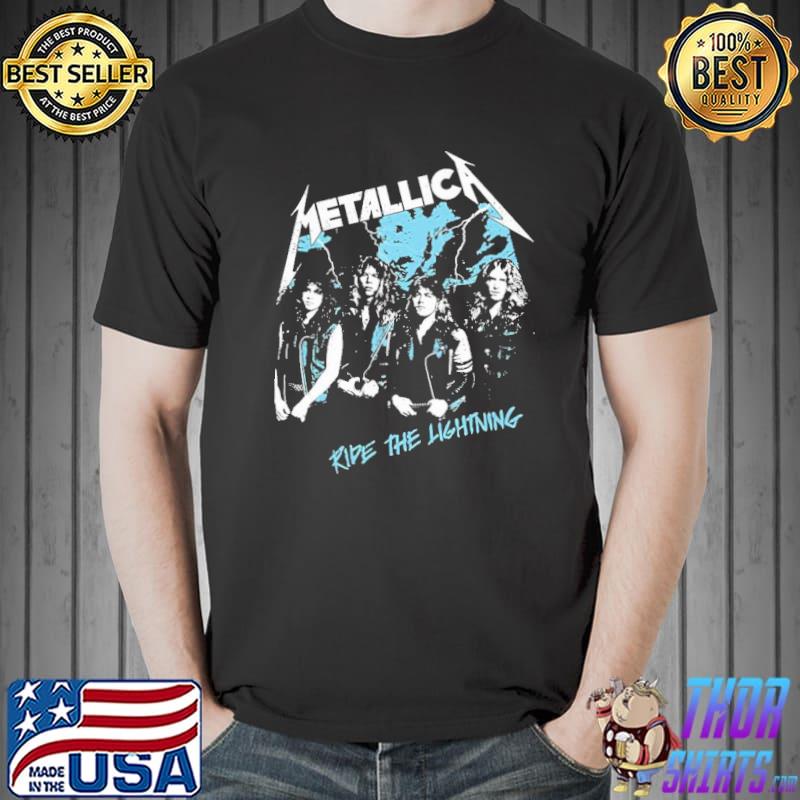 Ride the lightning metal band retro art shirt