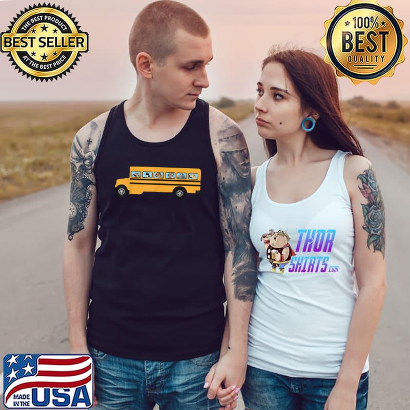 School Bus With Cat Dog Raccoon And Other Animals T-Shirt Tank Top