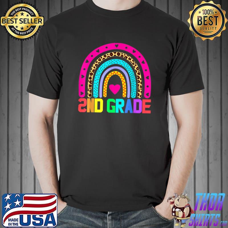 Second Grade Teacher Leopard Rainbow 2nd Grade Teacher T-Shirt