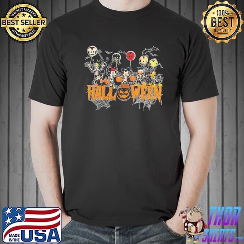 Skeleton disney halloween retro art shirt