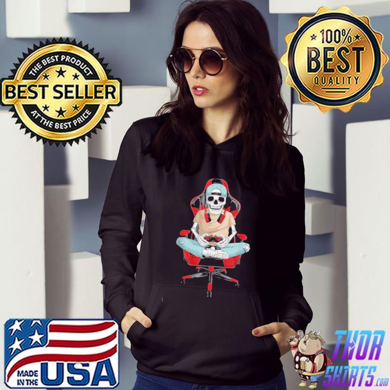 Skeleton gamer video gaming boys men kidsns halloween retro art s Hoodie