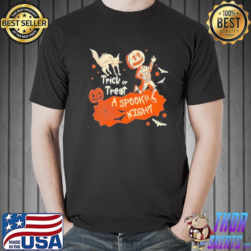 Spooky halloween halloween horror nights trick r treat skeleton pumpkin retro art shirt