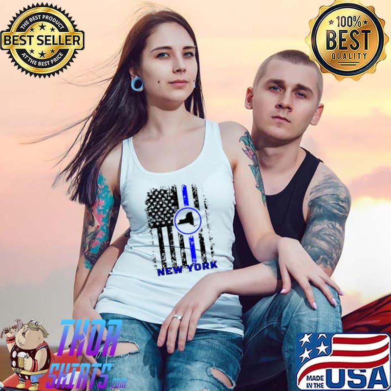 State Of New York Law Enforcement City Torn American Flag T-Shirt Tank Top