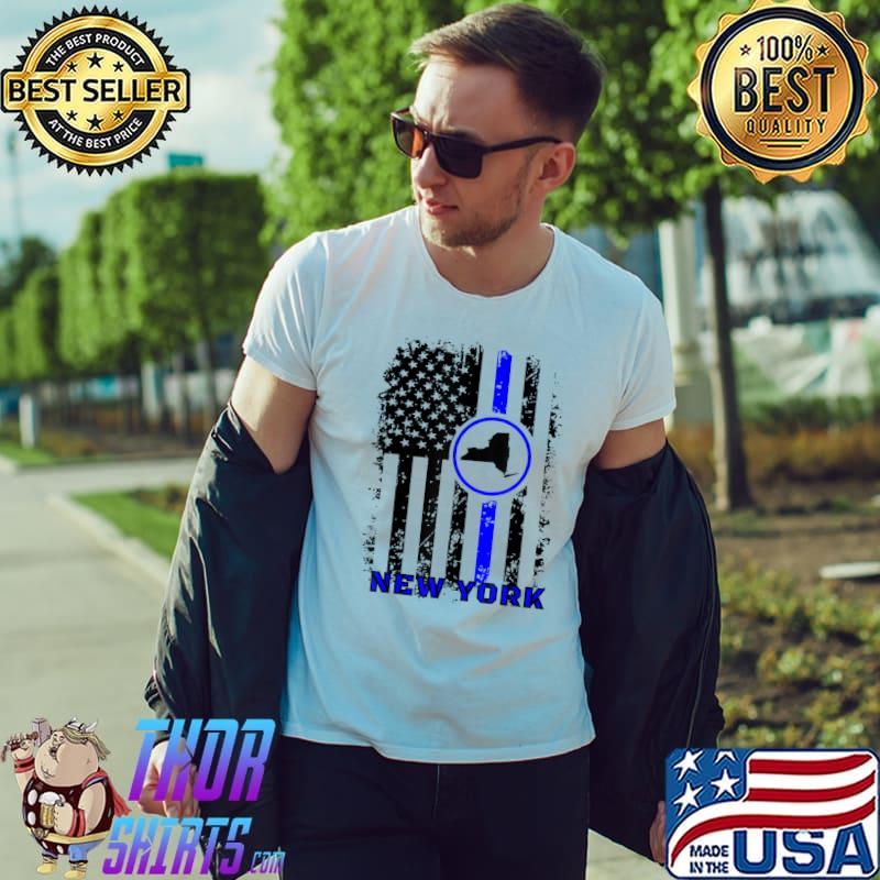 State Of New York Law Enforcement City Torn American Flag T-Shirt