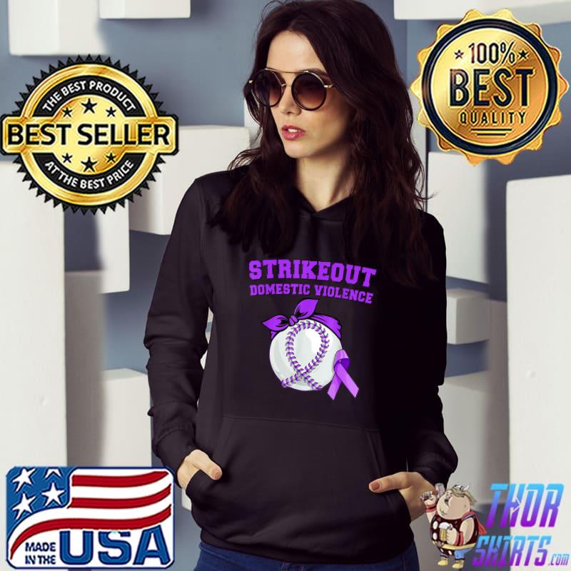 Strike Out Domestic Violence Awareness Baseball Ribbon Purple T-Shirt Hoodie