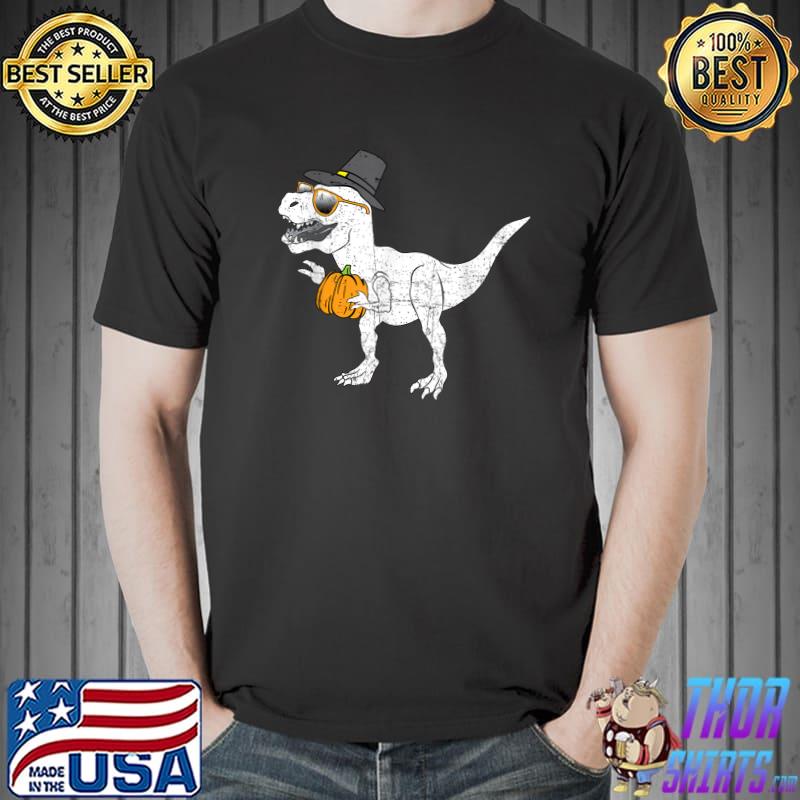 Turkey Hat T Rex Dinosaur Toddler Pumpkin Thanksgiving Outfit T-Shirt