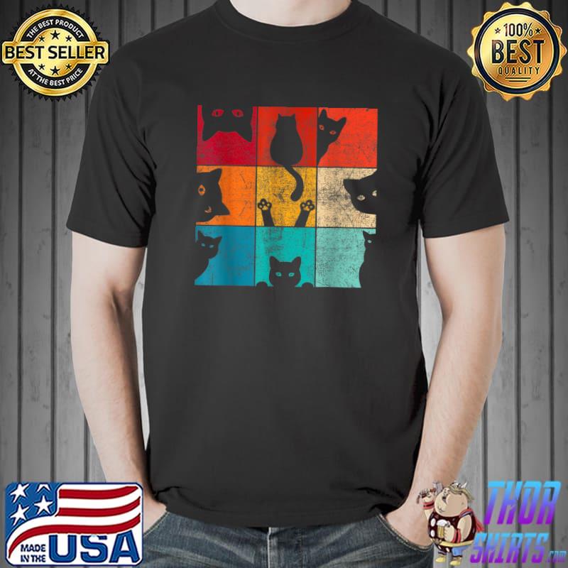 Vintage Curious Cat Meme For Cat Mom Cat Dad T-Shirt