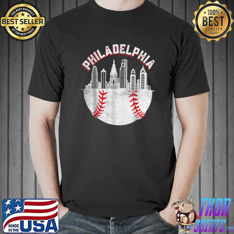 Vintage Philadelphia Baseball Skyline Philly Cityscap T-Shirt