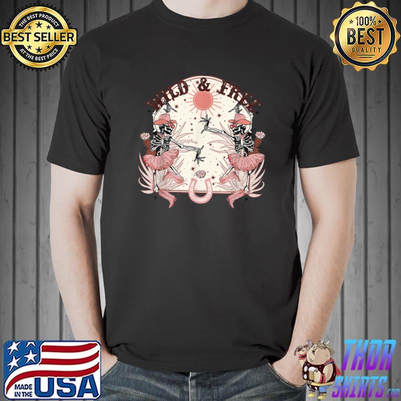 Wild And Free Western Cowgirl Skeleton Dance Little Girl T-Shirt