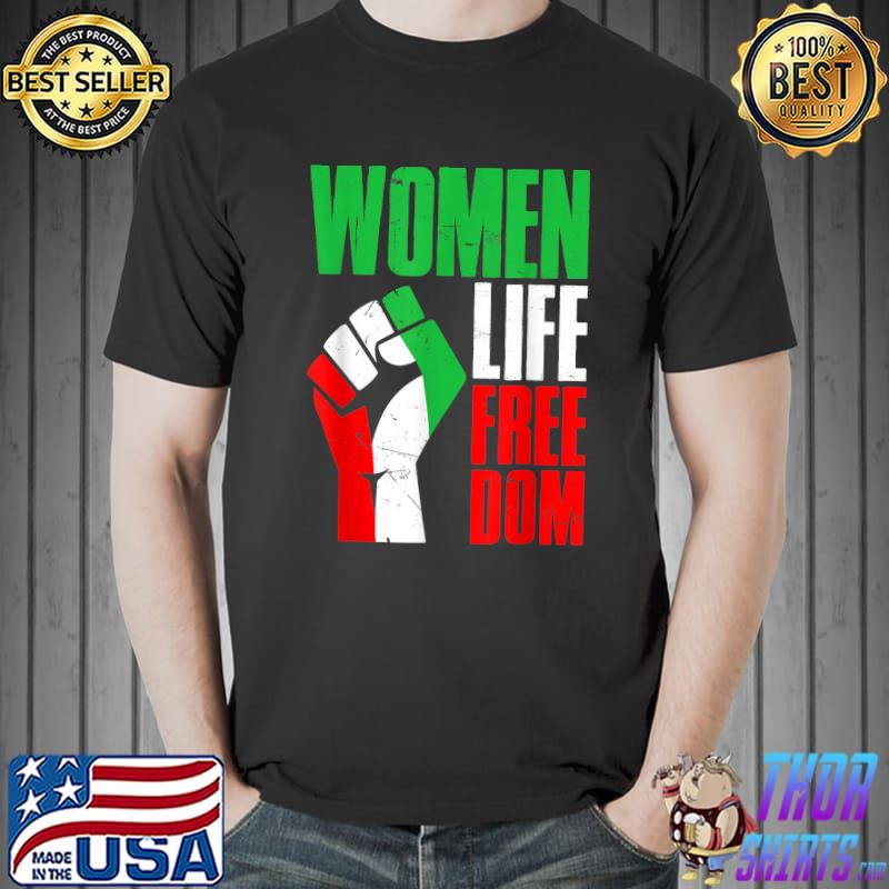 Women Life Freedom Strong Hand Iranian Distressed Free Iran T-Shirt