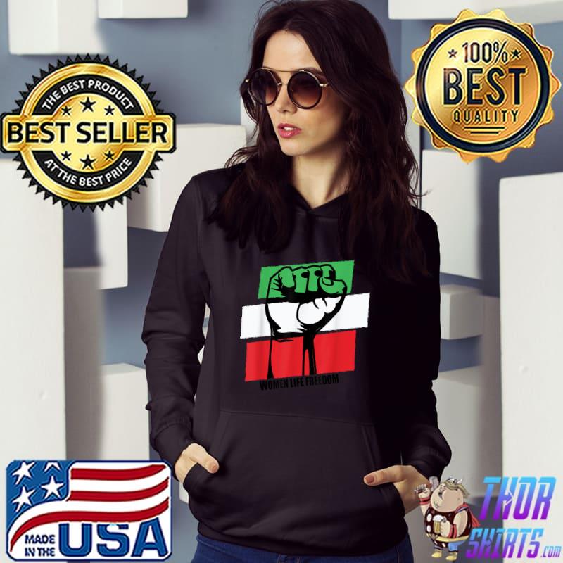 Women Life Freedom Support Iran Flag Hand Strong Retro T-Shirt Hoodie