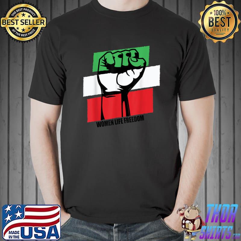 Women Life Freedom Support Iran Flag Hand Strong Retro T-Shirt