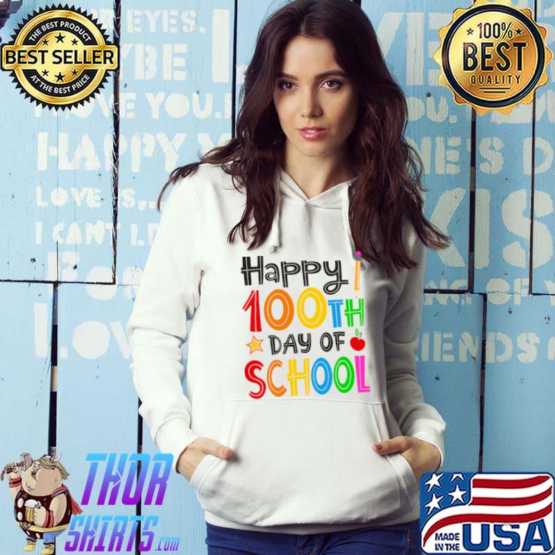 100th Day Of School Teachers Apple Pencil Colors Happy 100 Days T-Shirt Hoodie