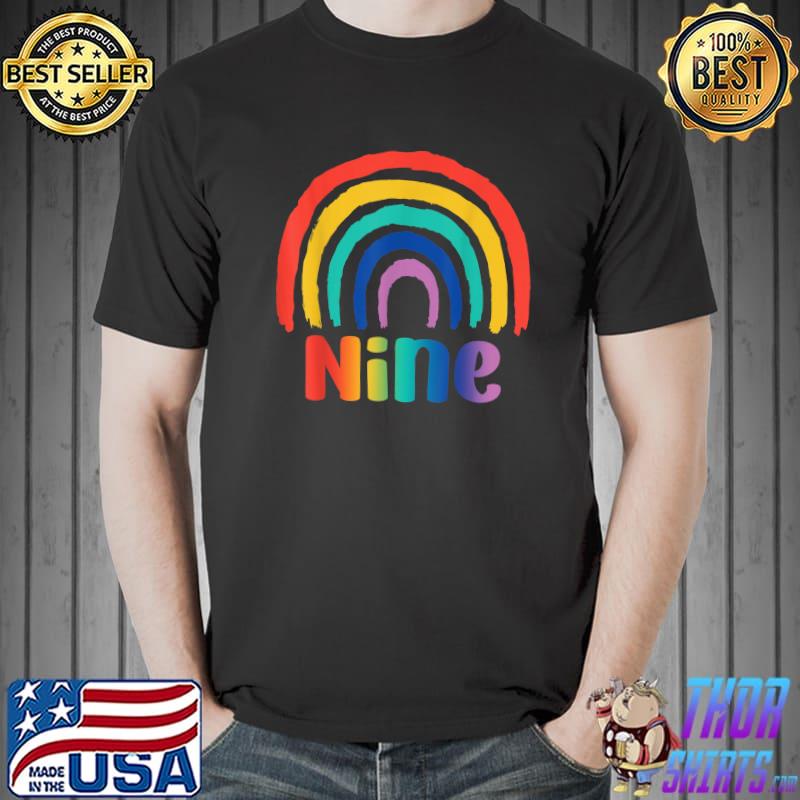 9 Years Old Birthday Girl Rainbow For 9th Birthday T-Shirt