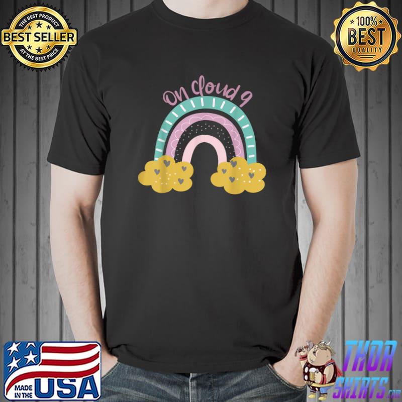 9th Birthday Girl Rainbow On Cloud Nine T-Shirt