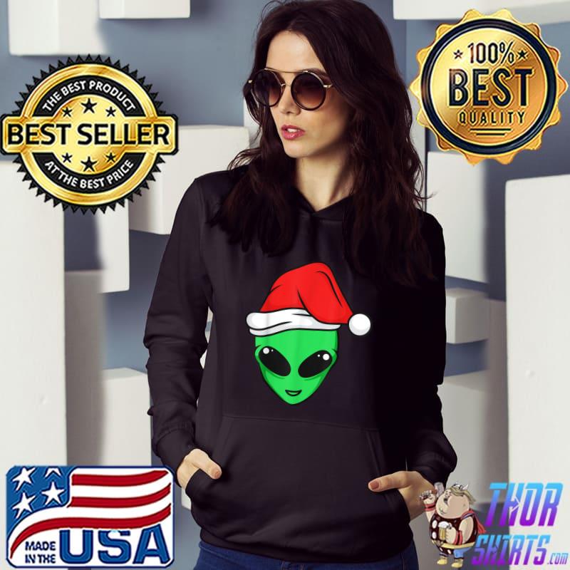 Alien Wear Santa Hat Ugly Christmas Sweater Party T-Shirt Hoodie