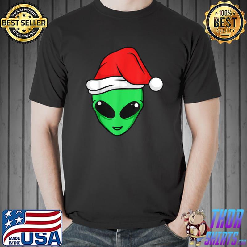 Alien Wear Santa Hat Ugly Christmas Sweater Party T-Shirt