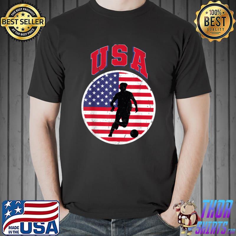 American Flag Soccer Fans Usa Soccer Retro Usa Flag T-Shirt