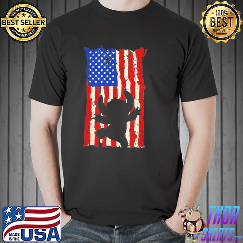 American flag stitchs grungle art trending shirt