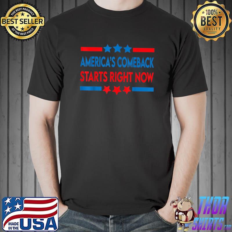 America’s Comeback Starts Right Now Conservative Red Blue Line And Stars Vote 2024 T-Shirt