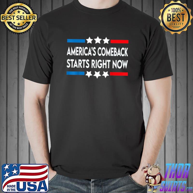 America’s Comeback Starts Right Now Conservative Us Flag Red Blue Line Vote 2024 T-Shirt