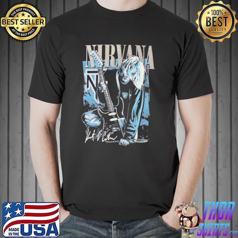 An old design of nirvana playing guitar shirt