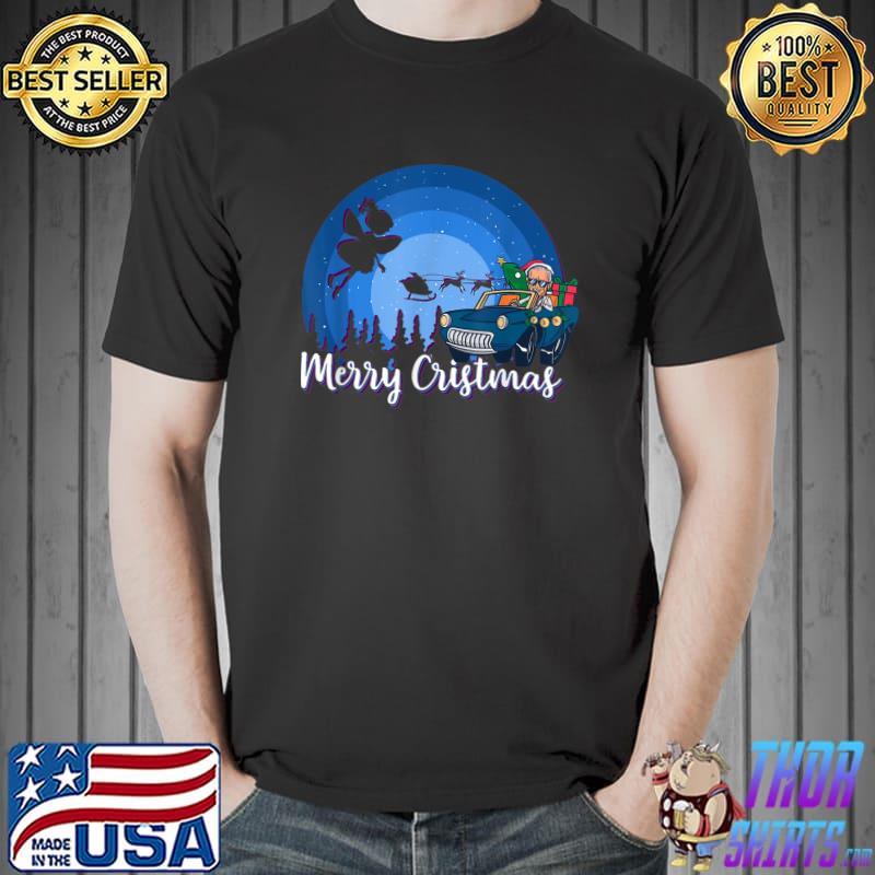Anti Biden Trump 2024 Xmas Rainbow Vintage Christmas T-Shirt