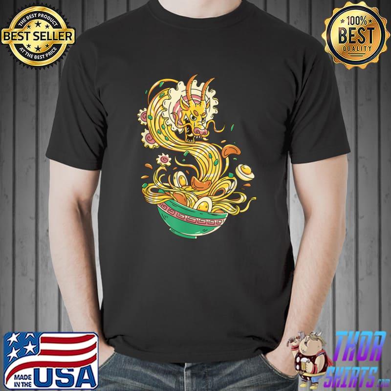 Asian Japanese Dishes Food Ramen Noodles Egg Ramentic Dragon T-Shirt