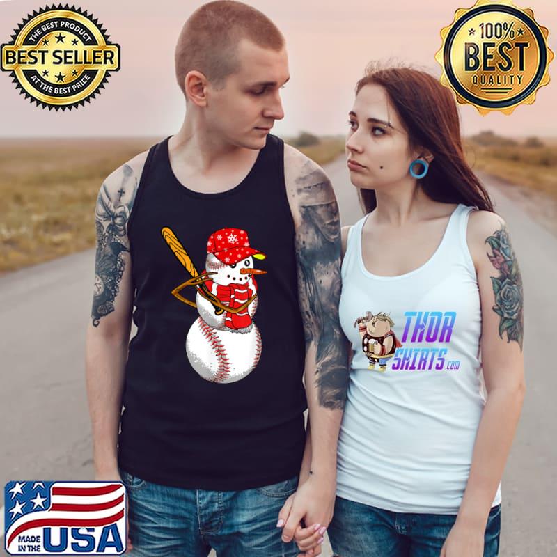 Baseball Snowman Snow Balls Christmas Family Matching Pjs T-Shirt Tank Top
