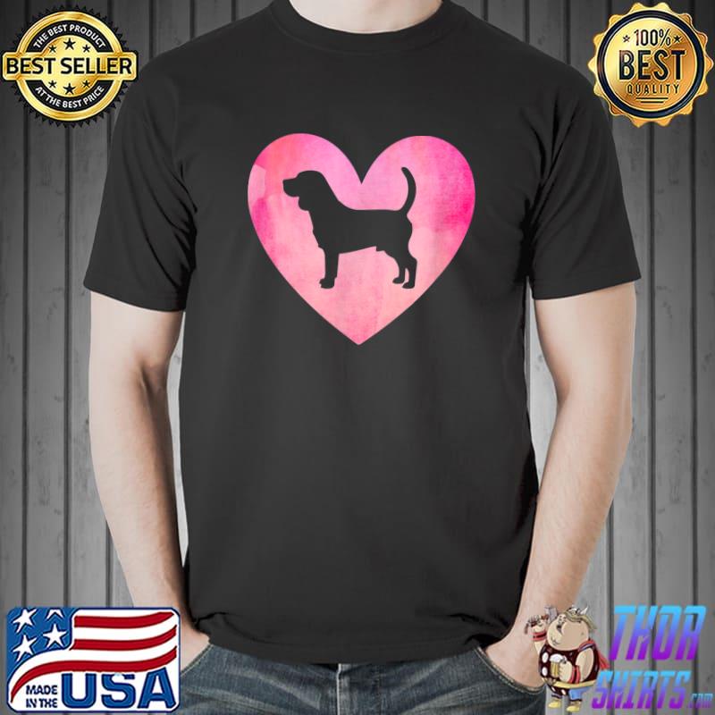 Beagle Silhouette Heart Love Dog Mama Pet Lover T-Shirt
